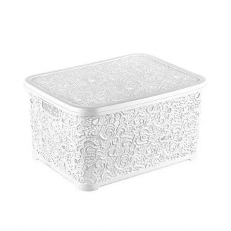Кошик для зберігання побутових речей Elif Plastik Ажур 6 л Білий (19333)