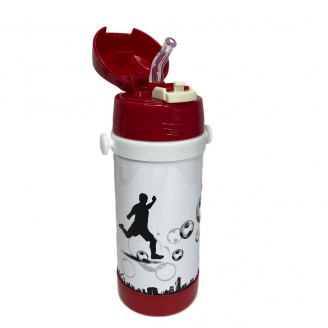 Дитячий термос із нержавіючої сталі з трубочкою Футболіст 320 мл Червоний A-Plus 1776