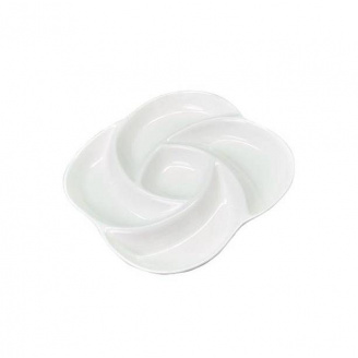 Менажниця фарфорова 4-х секційна з відділом для соусу 35,5 см Stenson MC4170-14