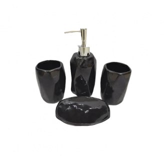 Набір аксесуарів для ванної кімнати Stenson 4 предмети Чорний 00613 TD