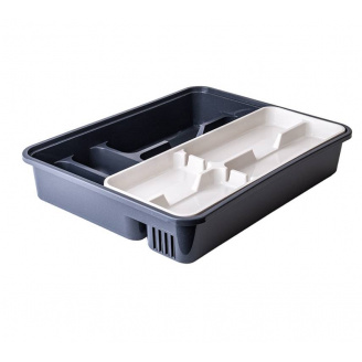 Лоток для столовых приборов с вставкой гранит/белая роза Алеана 167402