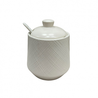 Цукорниця керамічна з ложкою h-11 см Maestro MR-20002-09 White