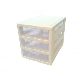 Комод-міні пластиковий 3 яруси 20 Х 19 Х 27 см Алеана біла троянда 127014