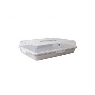 Тортовница с крышкой прямоугольная 44х30х9,5 см Алеана 169057 Какао/прозрачный