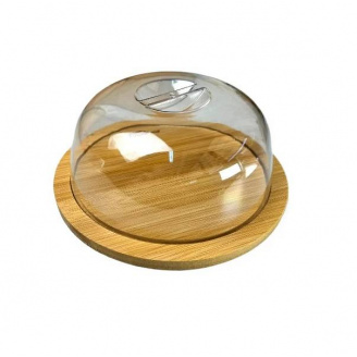 Блюдо-сировина бамбукова з акриловою кришкою 19,5х19,5х8 см Eurogold 7016102487