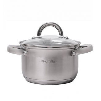 Каструля Kamille 2 л з нержавіючої сталі з кришкою та порожнистими ручками KM-5616S
