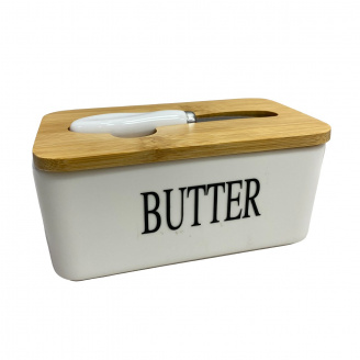 Масленка керамическая с ножом Butter A-PLUS 0480-2 белый