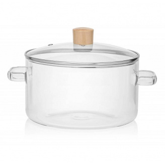 Каструля скляна зі скляною кришкою 1,8 л 16 см A-PLUS 1057