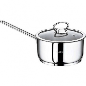 Ковш из нержавеющей стали со стеклянной крышкой 14 см 1,2 л OMS 2008 TS-14-1,2