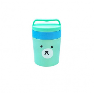 Термос харчовий дитячий із пластиковою ложкою 350 мл нержавіюча сталь A-Plus 1665 бірюзовий