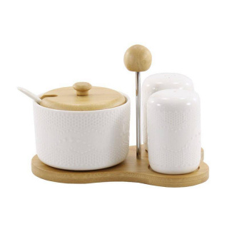 Набір для спецій Interos 3 предметів на дерев'яній підставці PJ02561