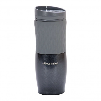 Чашка-термос 500 мл Kamille из нержавеющей стали с TPR вставкой серый КМ-2047