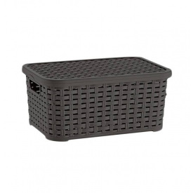 Корзина для хранения с крышкой коричневая Irak Plastik 31*21*15,7 см см SP295