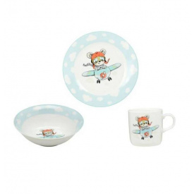 Набір порцелянового дитячого посуду Little Pilot 3 предмета Limited Edition C772