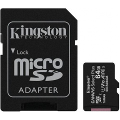 Карта пам'яті Kingston microSDHC 64GB Canvas Select + A1 (W100/R85) + адаптер SD (6519922) Київ