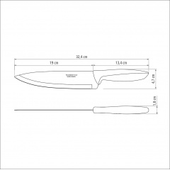 Нож Chef Tramontina Plenus 203 мм Light grey (6740788) Полтава