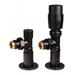 Дизайн крани радіаторні Ideale з термоголовкою 1/2” x 1/2” ВЗ чорні кутові Черкаси