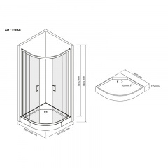 Душевая кабина Britc Lira 80x80 см с поддоном (стекло 4 мм) Изюм