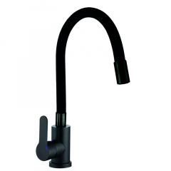 Кухонный смеситель с силиконовым изливом Zerix DAX-011 Black Refl.Black (нерж. сталь) (ZX4820) Нововолынск