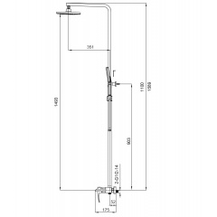 Душова колона із змішувачем водоспад Koer KB-58007-05 (Колір чорний) (KR3463) Кропивницький