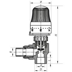 Кран термостатический с термоголовкой угловой 25x3/4 PPR KOER K0154.PRO (KP0196) Львов