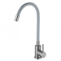 Кухонный смеситель с серым силиконовым изливом Zerix LUX-011 Refl.Gray (нерж. сталь) (ZX4876) Новомосковск