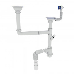 Сифон для кухні ZERIX SK-03-A 3 1/2"x40 з двома випусками та відводом для пральної машини (ZX4955) Суми