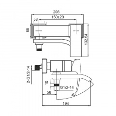 Змішувач для ванни з коротким виливом Koer KB-41007-05 (Колір чорний) (KR3455) Михайлівка