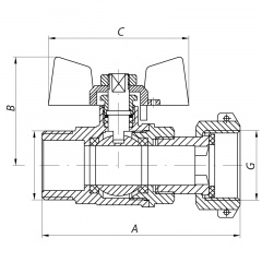 Кран із накидною гайкою 3/4" ГШБ ГАЗ KOER KR.220.G (KR0167) Луцьк