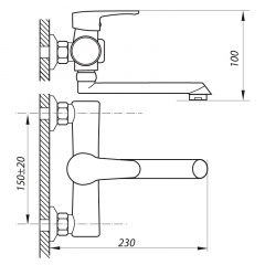 Смеситель для ванны ZERIX PUD3 146 (ZX2789) Киев