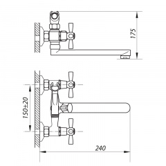 Смеситель для ванны ZERIX DMT-3-B 722 (ZX2939) Сумы