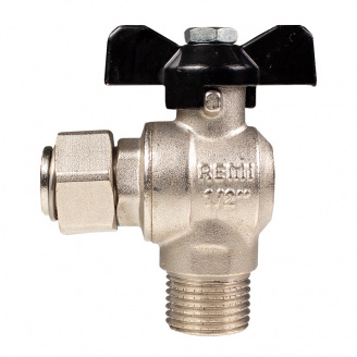 Кран кульовий з накидною гайкою кутовий Remi 1/2”