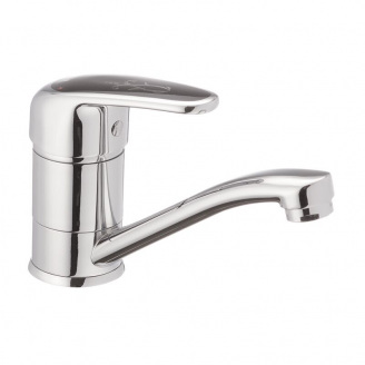 Змішувач для умивальника Haiba MAGIC 004 із чорною ручкою (вилив 15 см) (HB0689)