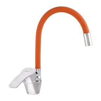 Змішувач для кухні ZERIX YUB 279 з помаранчевим гнучким виливом (ZX0443)