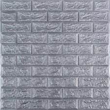3D панель самоклеющаяся кирпич Серебро 700х770х3мм (017-3) Sticker Wall SW-00000230