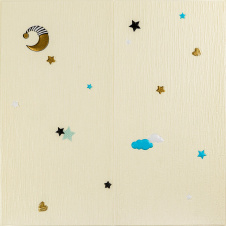 Панель стеновая 3D 700*700*4mm звезды и луна на бежевом фоне (D) Sticker Wall SW-00001971