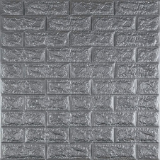 3D панель самоклеющаяся кирпич Серебро 700x770x7мм (017-7) Sticker Wall SW-00000059