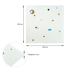 Панель стінова 3D 700*700*4mm зірки та місяць білому тлі (D) Sticker Wall SW-00001970 Хуст