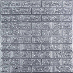 3D панель самоклеюча цегла Срібло 700х770х3мм (017-3) Sticker Wall SW-00000230 Київ