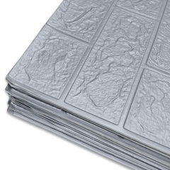 Самоклеющаяся 3D панель Sticker Wall SW-00001445 Под серебряный кирпич в рулоне 3080x700x3мм Тернополь