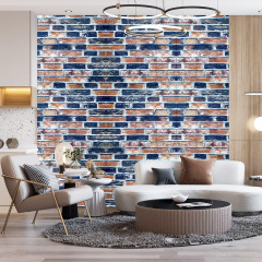 Самоклеюча 3D панель Sticker Wall SW-00001165 Під сіро-синю Катеринославську цеглу 700х770х3мм Полтава