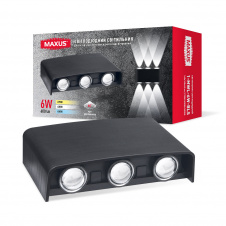 Светильник светодиодный накладной Maxus MWL 6W 3CCT IP65 BL Square Черный (1804)