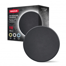 Светильник светодиодный накладной Maxus MWL 9W 3CCT IP65 BL Circle Черный (1799)