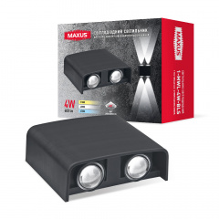 Светильник светодиодный накладной Maxus MWL 4W 3CCT IP65 BL Square Черный (1802) Лубны