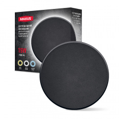 Світильник світлодіодний накладний Maxus MWL 15W 3CCT IP65 BL Circle Чорний (1801) Костопіль