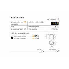 Точковий світильник AZzardo COSTA AZ2705 Дніпро