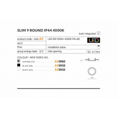 Точечный светильник AZzardo SLIM 9 ROUND IP44 4000K AZ2832 Вышгород