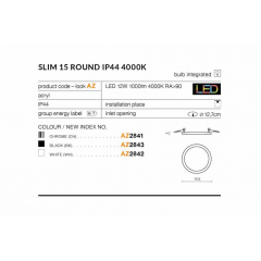 Точечный светильник AZzardo SLIM 15 ROUND IP44 4000K AZ2841 Свесса