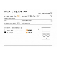 Точечный светильник AZzardo BRANT 2 SQUARE IP44 AZ2879 Херсон