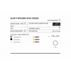 Точечный светильник AZzardo SLIM 9 ROUND IP44 3000K AZ2831 Мелитополь